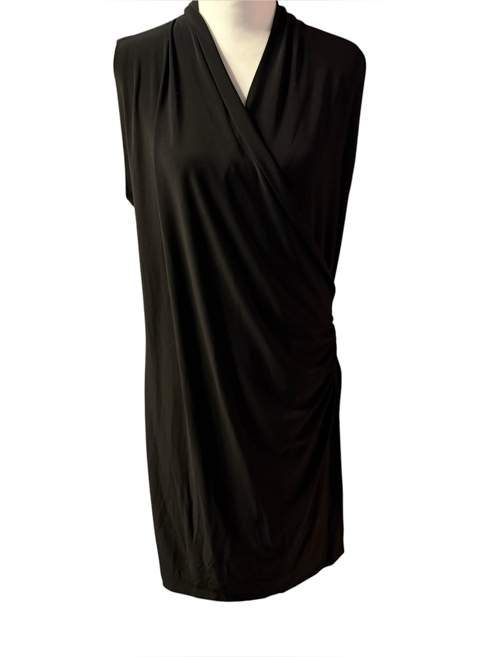 Norma Kamali Dress Sleeveless Ruched Wrap Dress Black Women’s XL